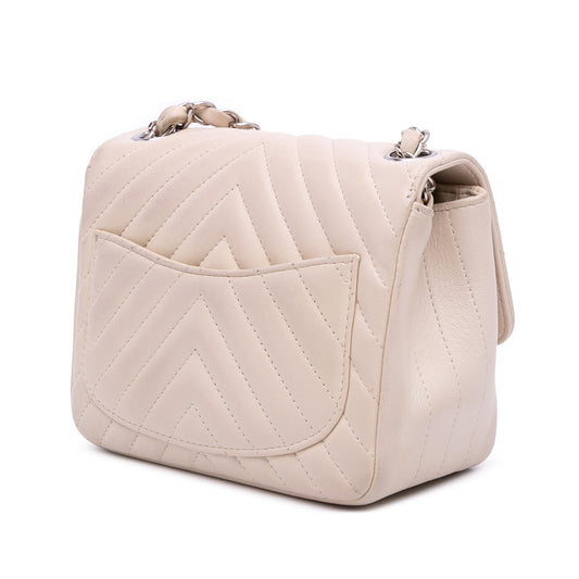 Chanel Mini Square Classic Chevron Lambskin Single Flap