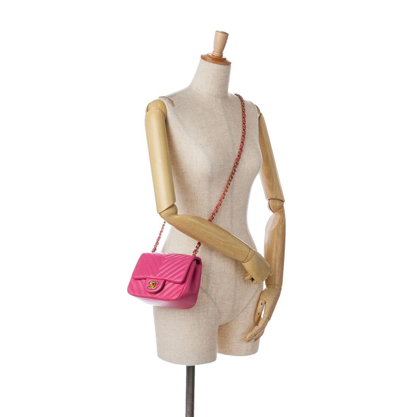 Chanel Mini Square Classic Lambskin Chevron Flap