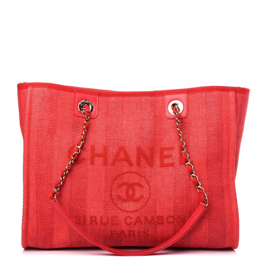 Luxury Chanel Mixed Fibers Striped Deauville Tote