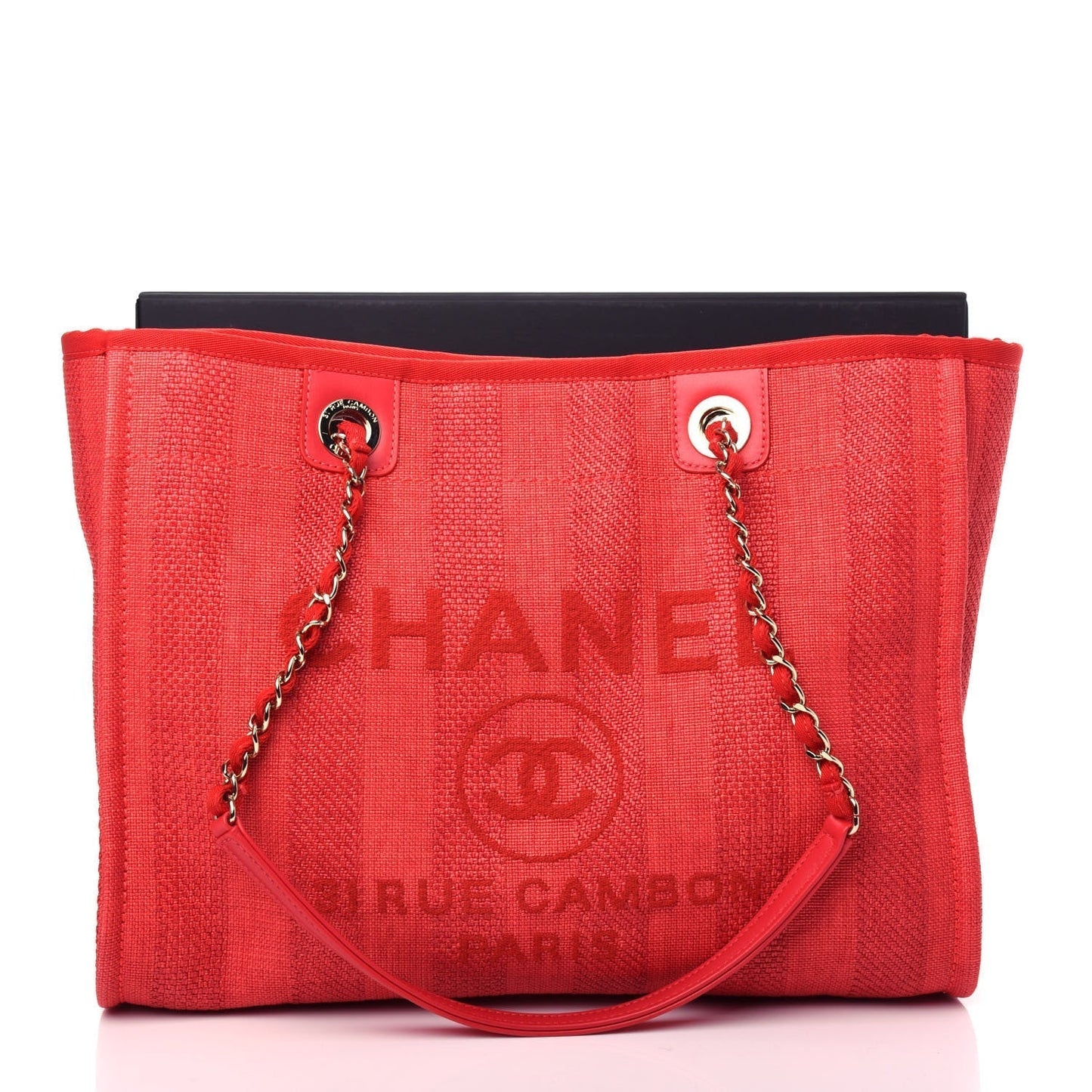 Luxury Chanel Mixed Fibers Striped Deauville Tote