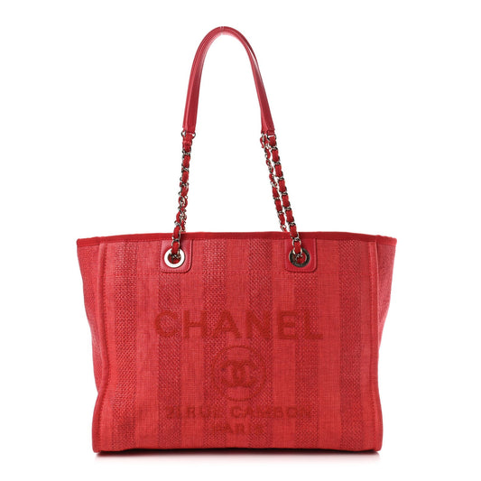 Luxury Chanel Mixed Fibers Striped Deauville Tote