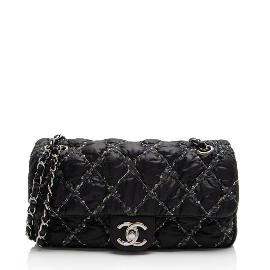 Chanel Nylon Quilted Tweed On Stitch Flap Bag (SHF-4UuNtD)
