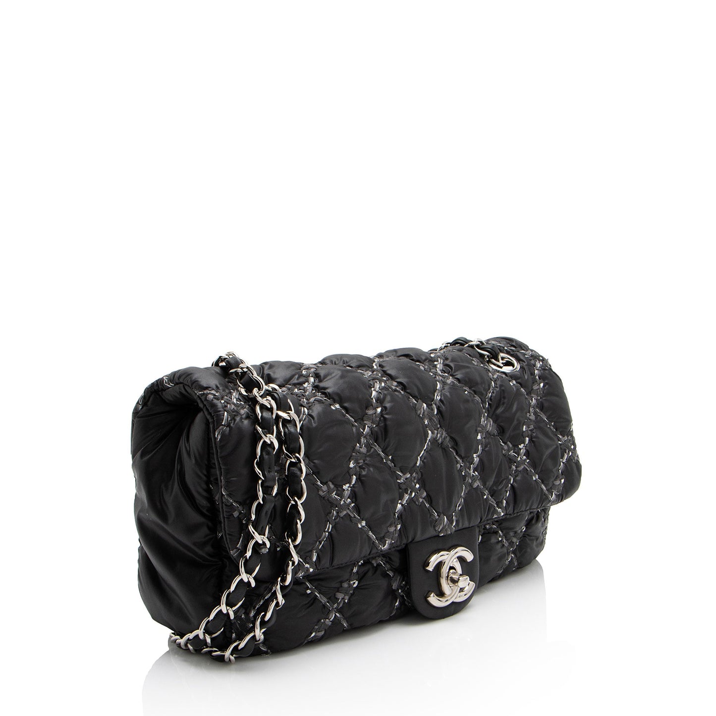 Chanel Nylon Quilted Tweed On Stitch Flap Bag (SHF-4UuNtD)