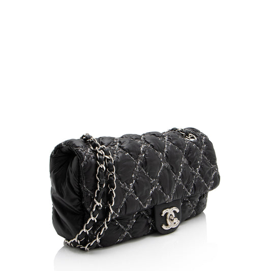 Chanel Nylon Quilted Tweed On Stitch Flap Bag (SHF-4UuNtD)