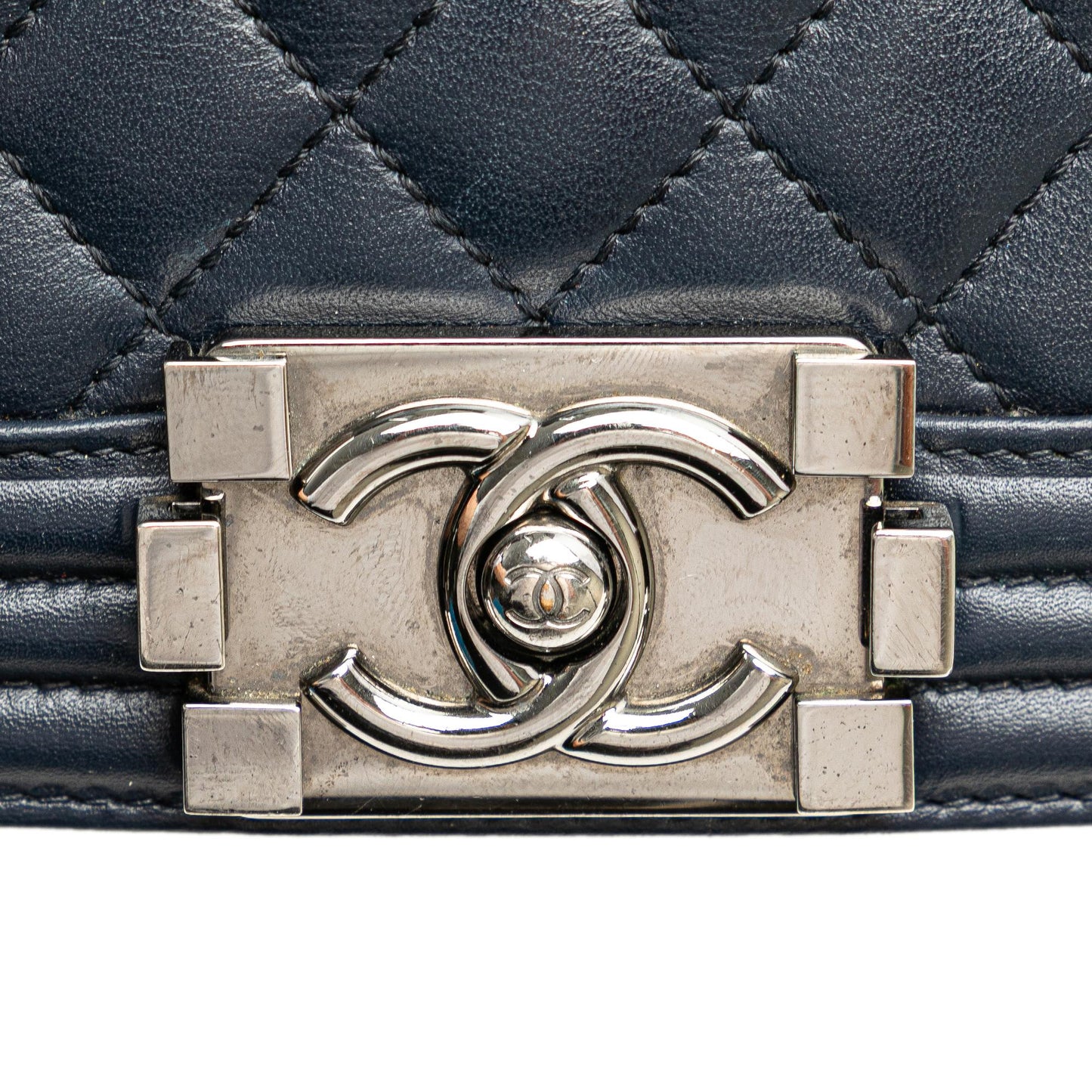 Chanel Old Medium Chevron and Diamond Quilted Lambskin Boy Flap