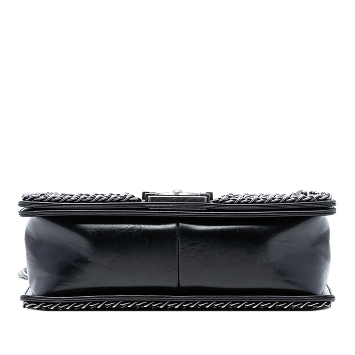 Chanel Old Medium Quilted Glazed Calfskin Chain Around Boy Flap