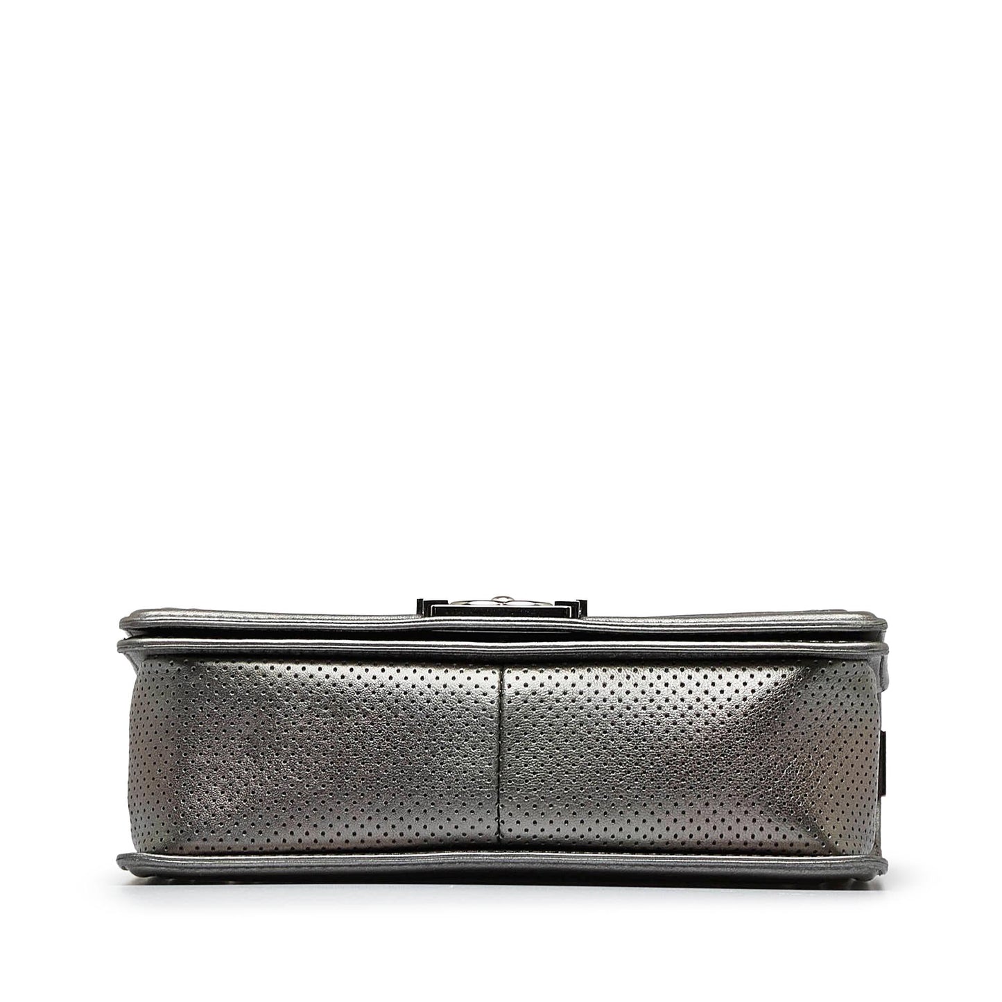 Chanel Old Medium Quilted Perforated Metallic Lambskin Boy Flap
