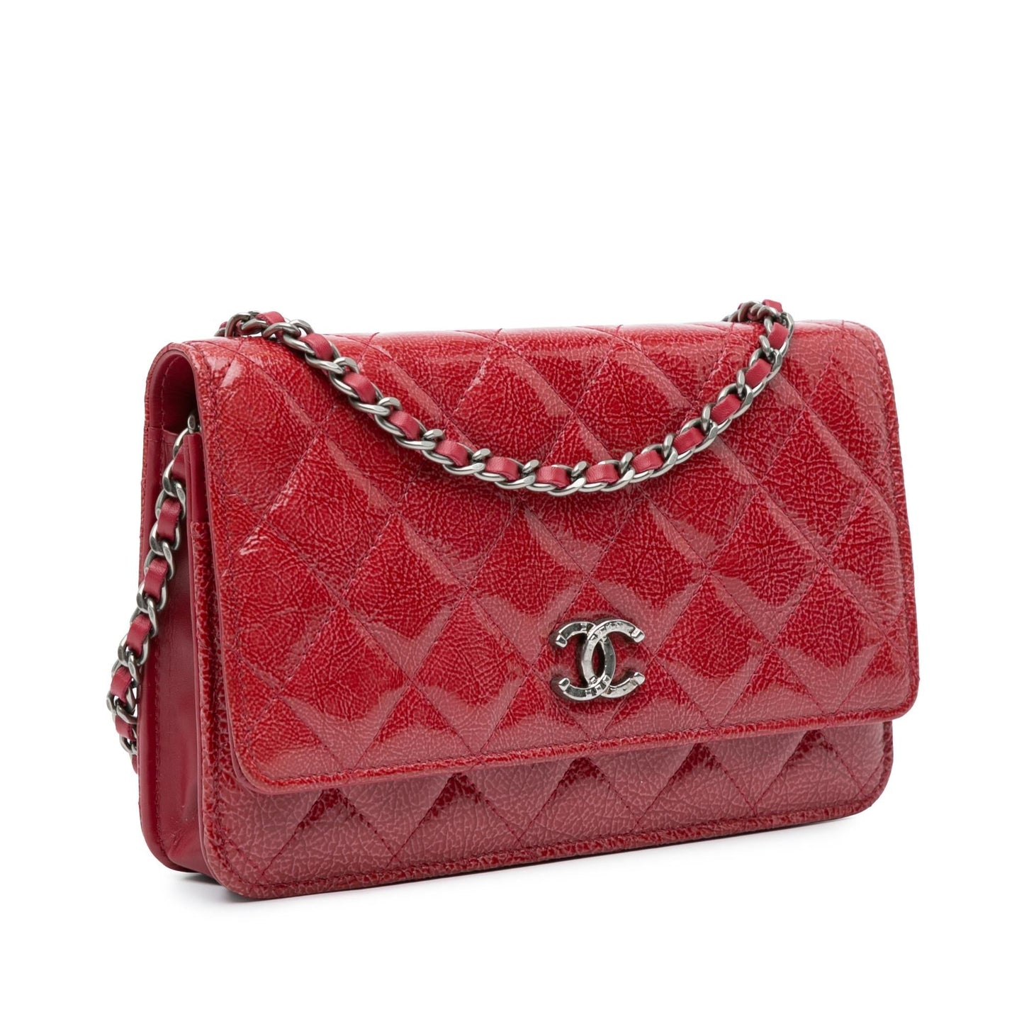Luxury Chanel Paris Dallas CC Patent Goatskin Wallet on Chain (SHG-vrlUi1)