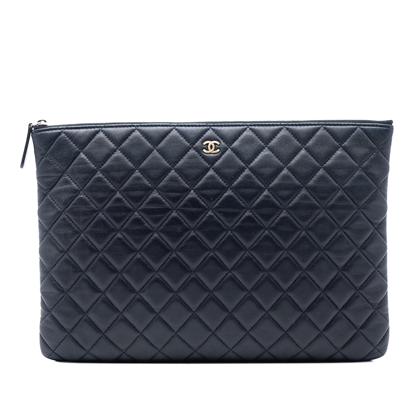 Chanel Paris Dubai Large CC Quilted Lambskin O Case Clutch