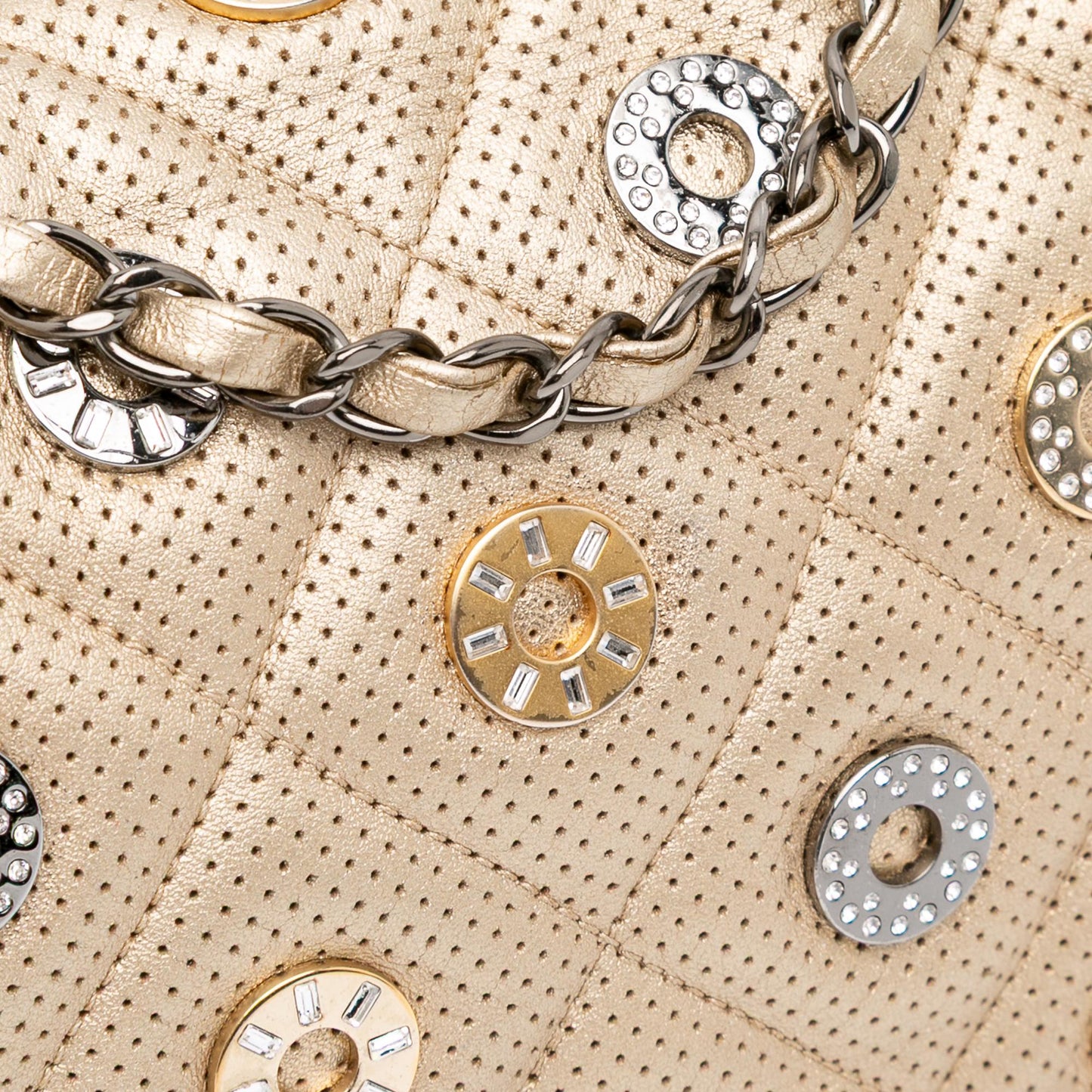 Chanel Paris-Dubai Small Perforated Metallic Lambskin Medals Flap