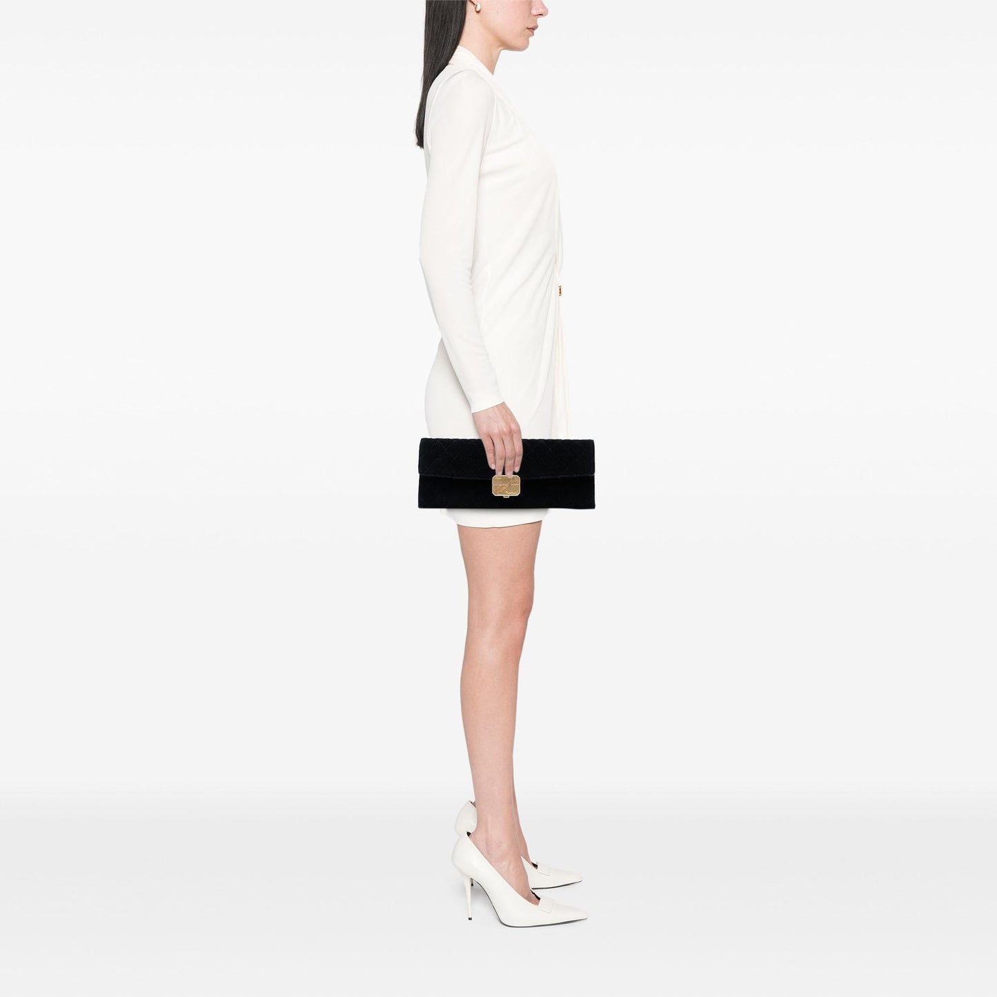 Chanel Paris Hamburg Quilted Velvet Clutch