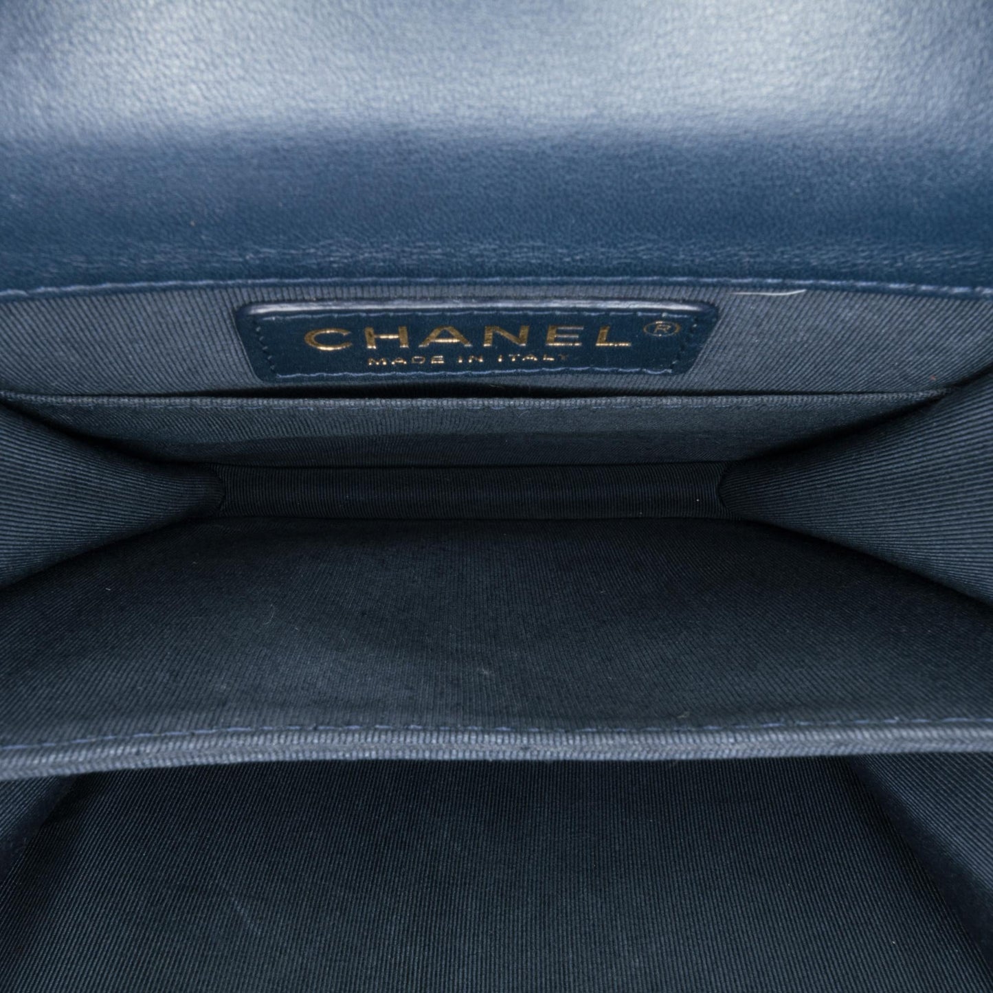 Chanel Paris New York Metallic Lambskin Striped North South Boy Flap