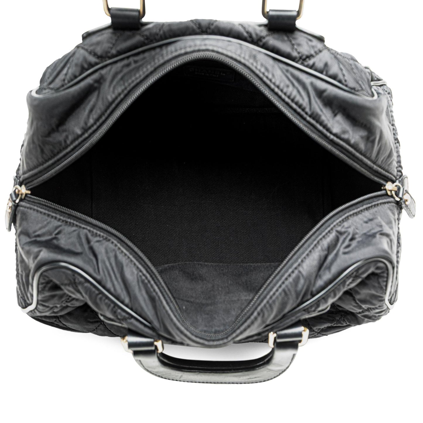 Chanel Paris New York Quilted Nylon Duffle Handbag