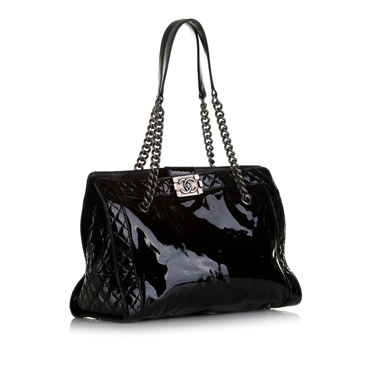 Luxury Chanel Patent Boy Reverso Shopping Tote (SHG-hSjbqX)