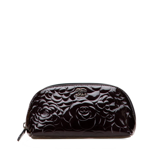 Chanel Patent Camellia Cosmetic Pouch