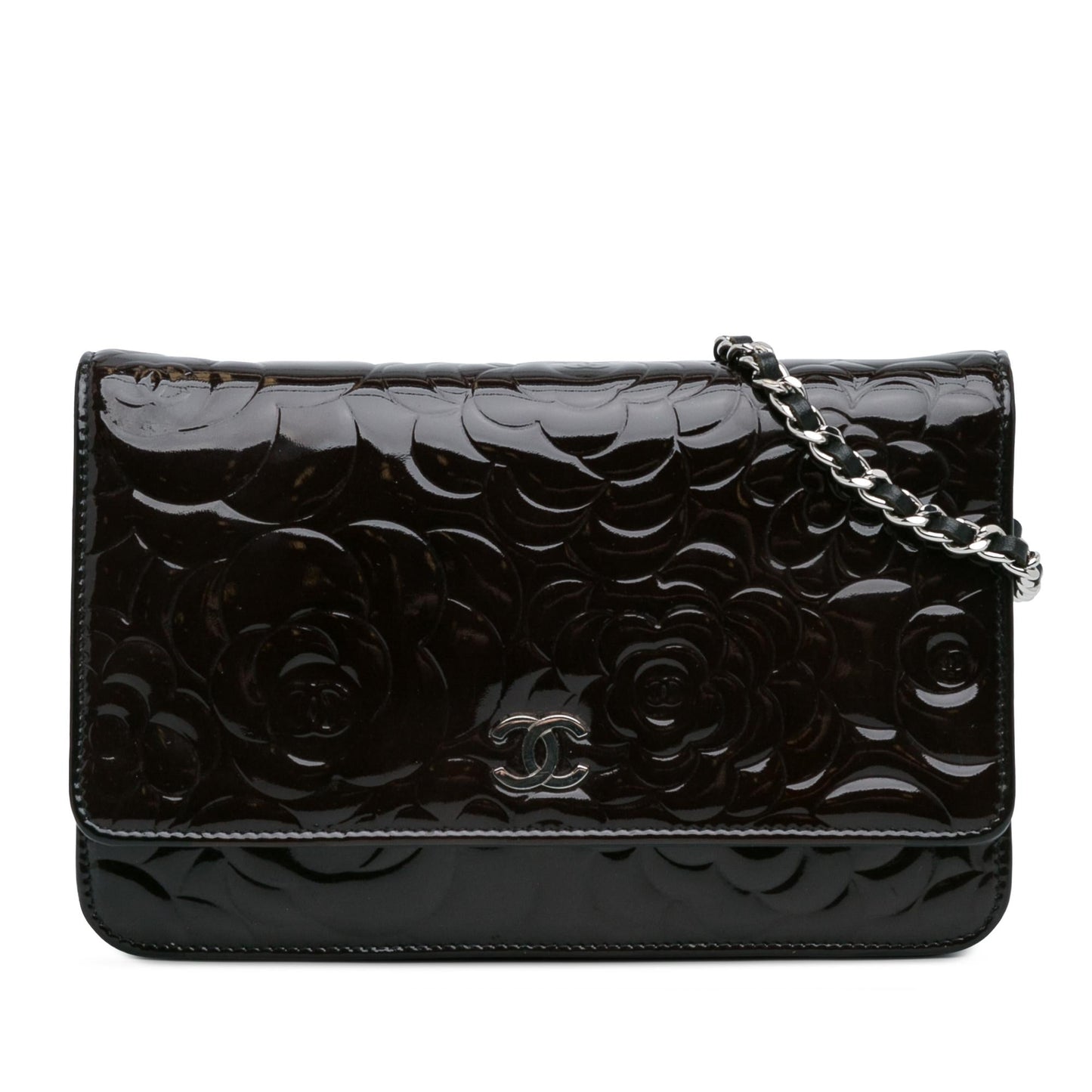 Luxury Chanel Patent Camellia Wallet On Chain (SHG-s5zcX3)