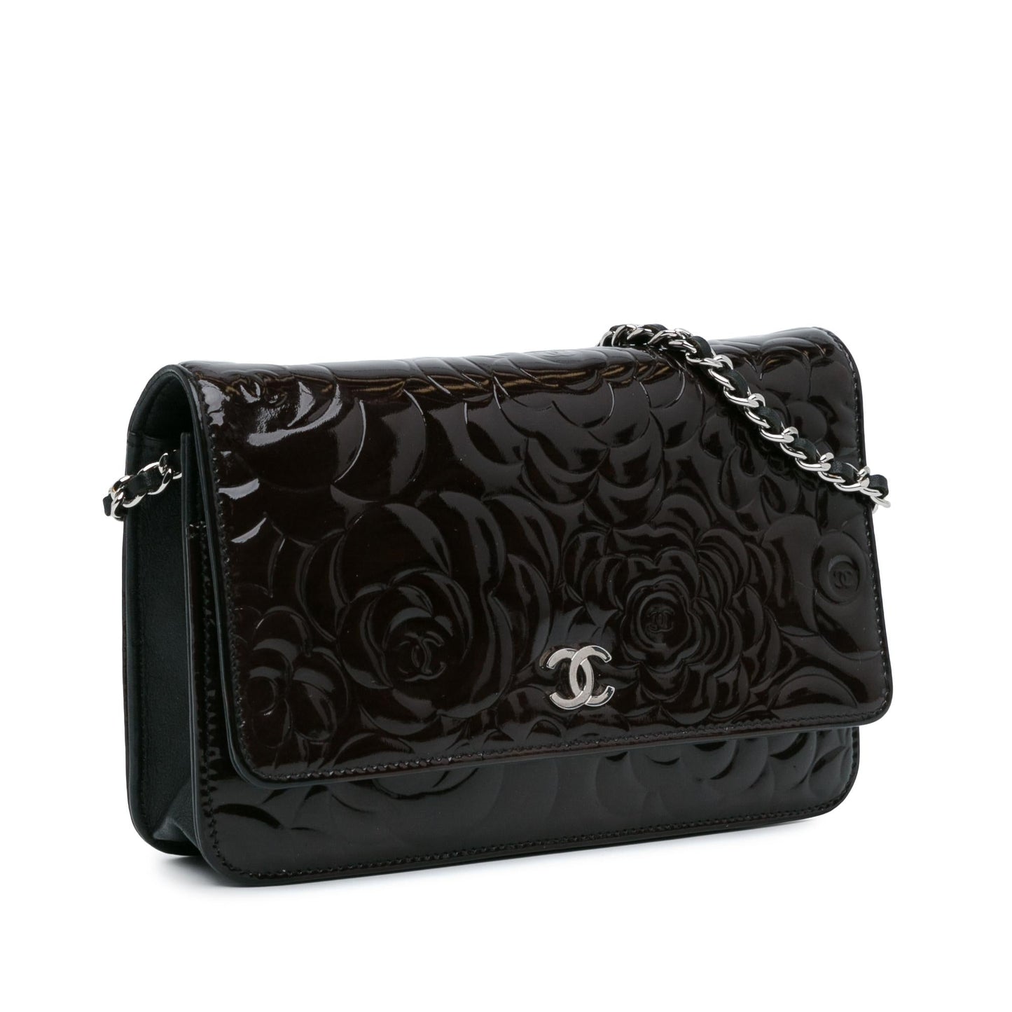 Luxury Chanel Patent Camellia Wallet On Chain (SHG-s5zcX3)