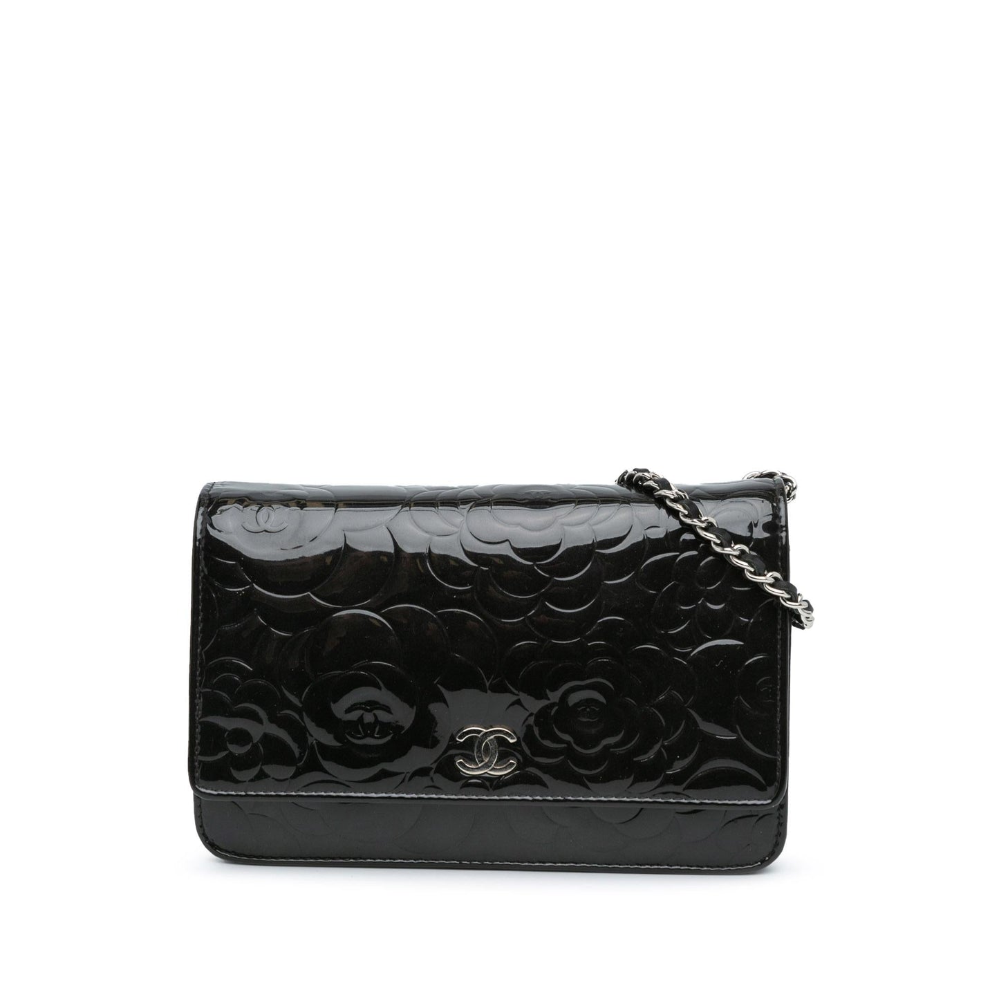 Luxury Chanel Patent Camellia Wallet On Chain (SHG-jbYGWh)