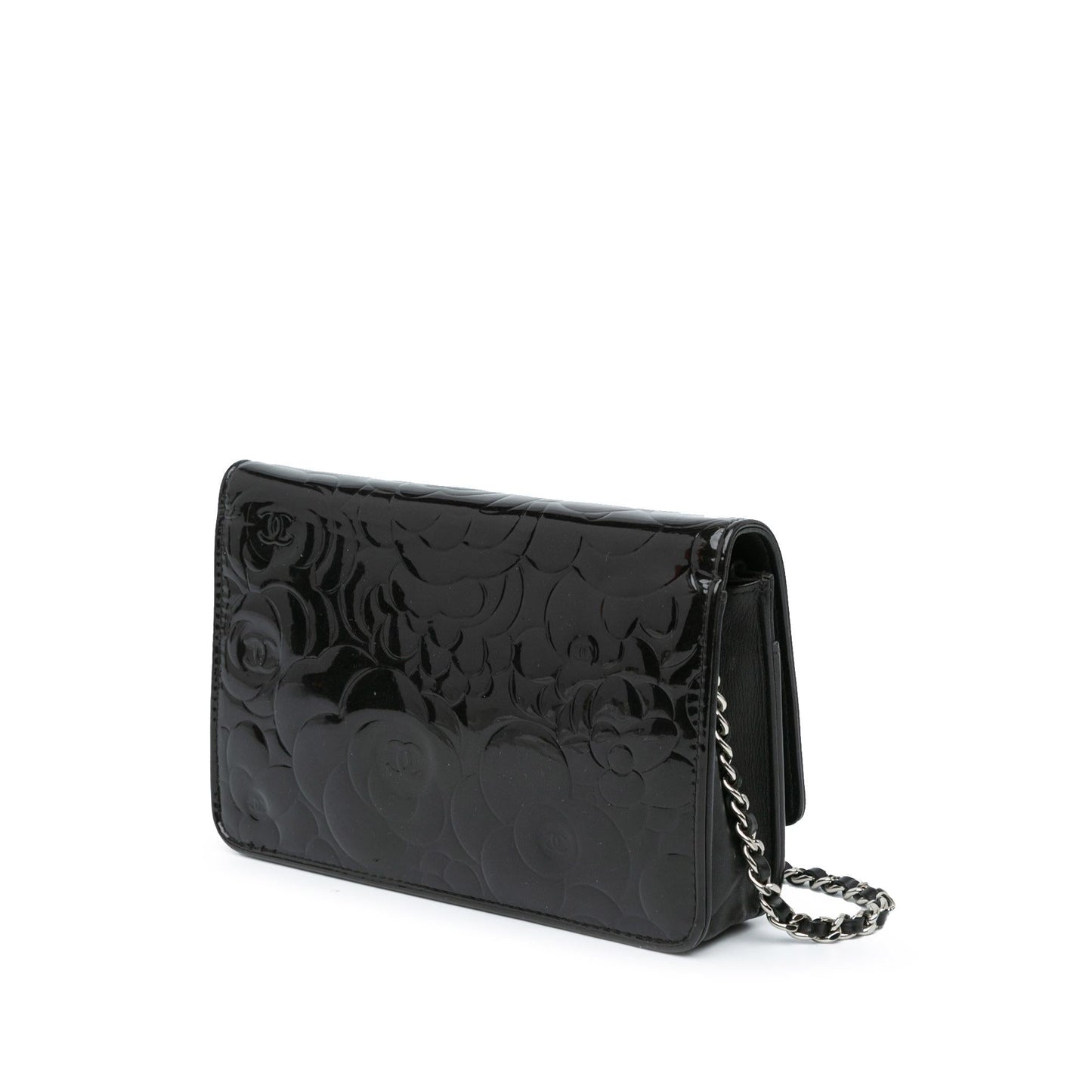 Luxury Chanel Patent Camellia Wallet On Chain (SHG-jbYGWh)