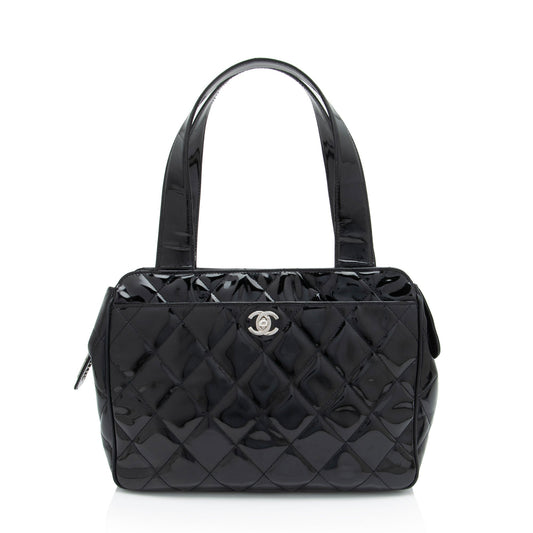 Luxury Chanel Vintage Patent Leather CC Bowling Bag (SHF-S9yHE9)