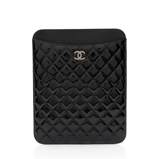 Luxury Chanel Patent Leather CC Brilliant iPad Case (SHF-erdd74)