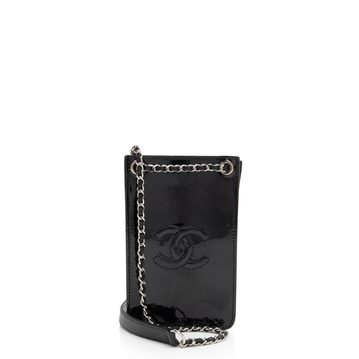Luxury Chanel Patent Leather CC Phone Holder Crossbody (SHF-VnP7Do)
