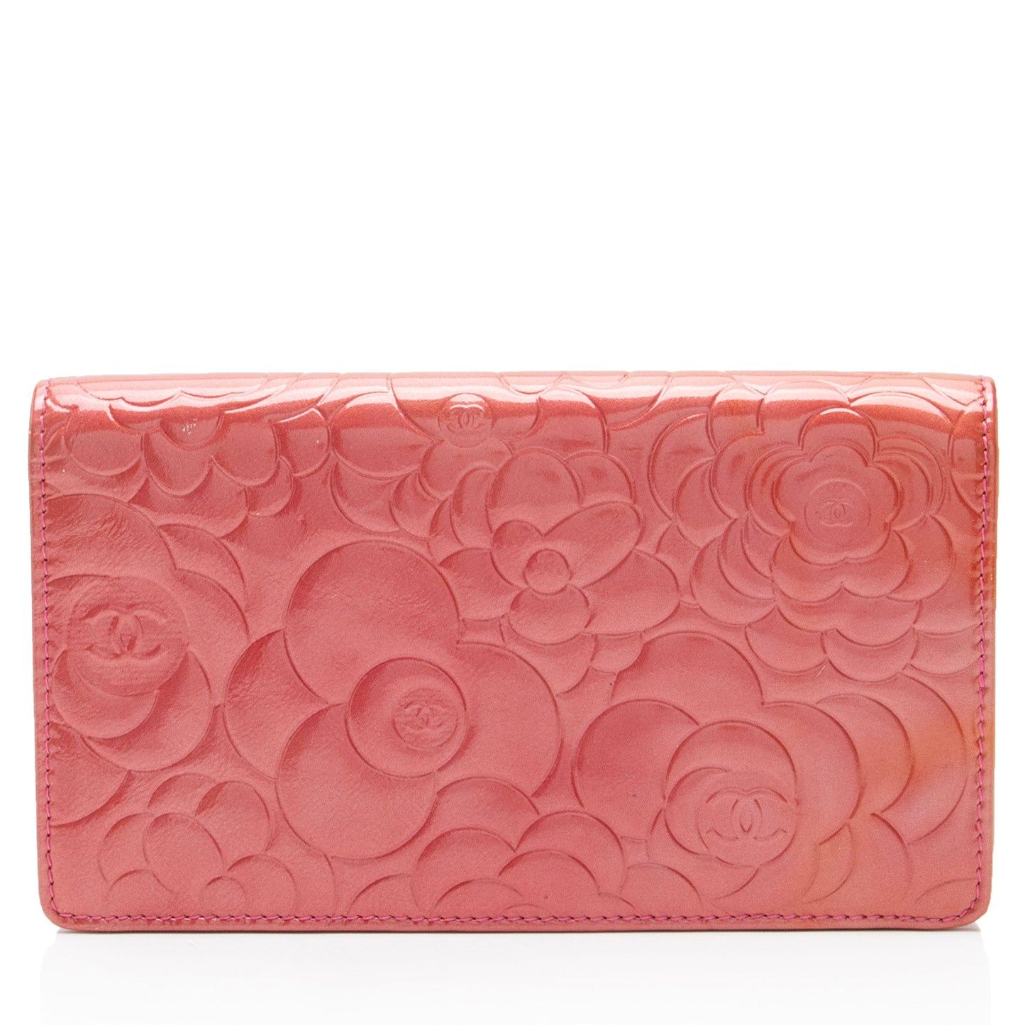 Chanel Patent Leather Camellia CC Yen Wallet