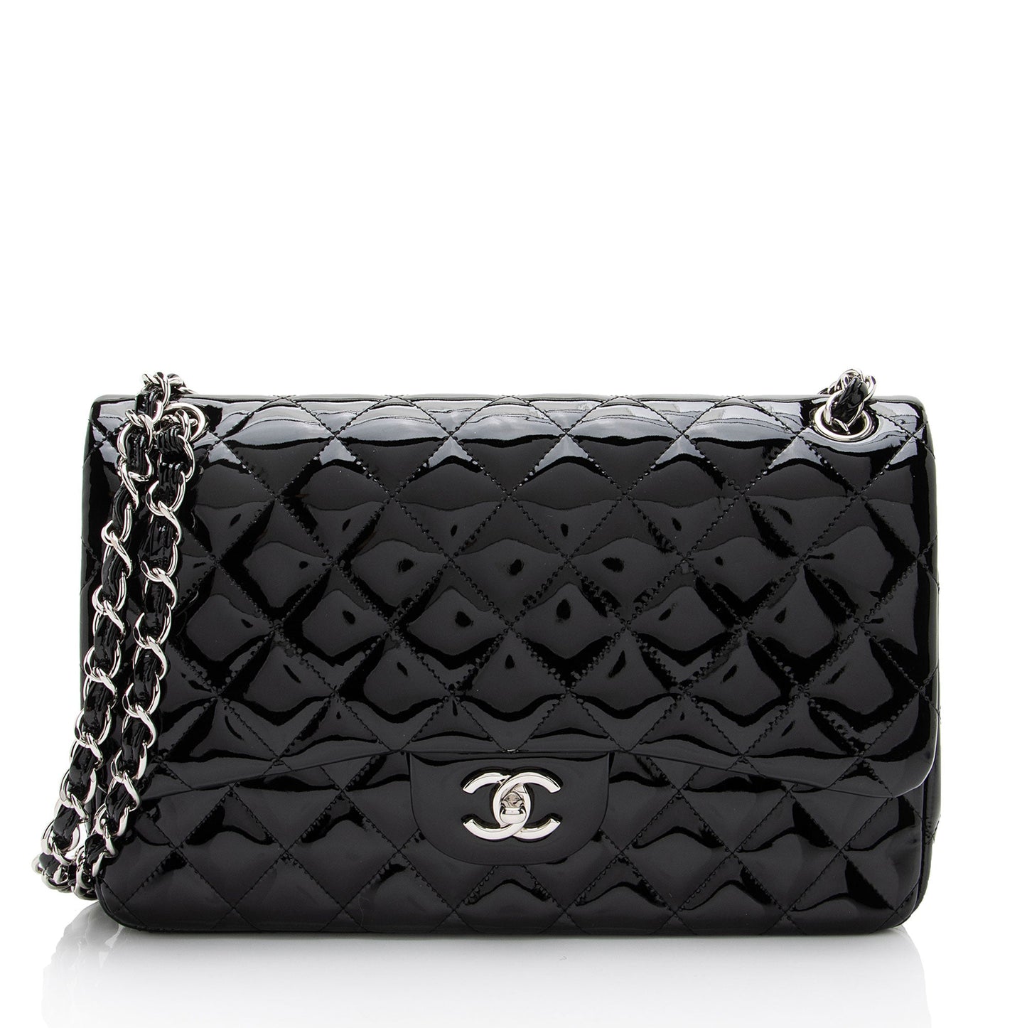 Chanel Patent Leather Classic Jumbo Double Flap Bag