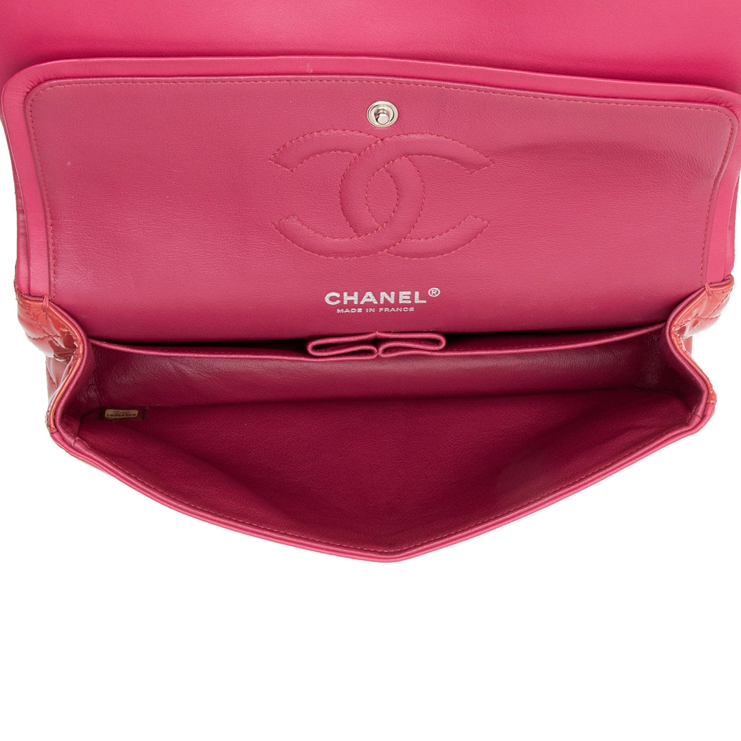 Chanel Patent Leather Classic Medium Double Flap Bag (SHF-4dhv1Q)