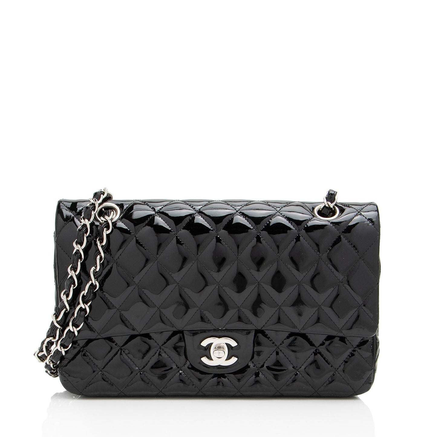 Luxury Chanel Patent Leather Classic Medium Double Flap Bag (SHF-vw1LPd)