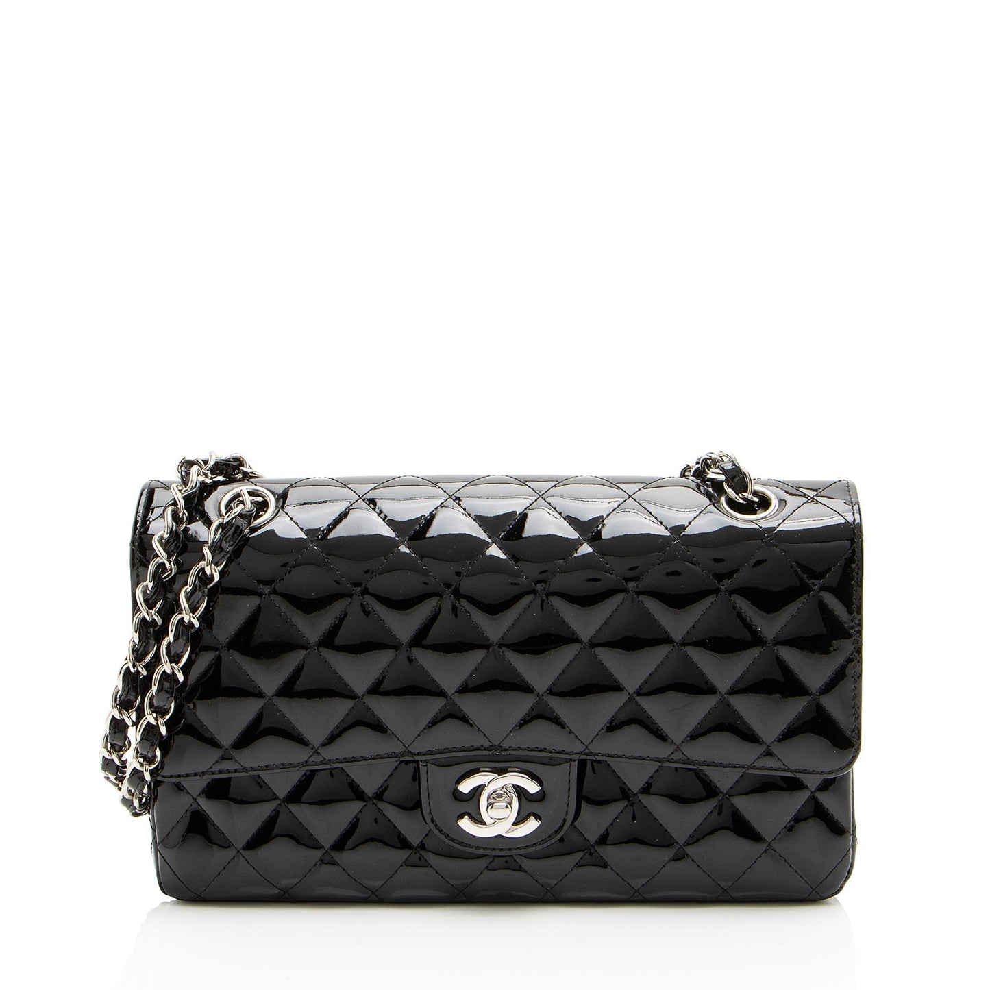 Luxury Chanel Patent Leather Classic Medium Double Flap Bag (SHF-XaMpG8)
