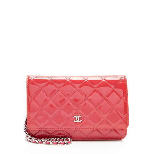 Luxury Chanel Patent Leather Classic Wallet on Chain (SHF-13OxMa)