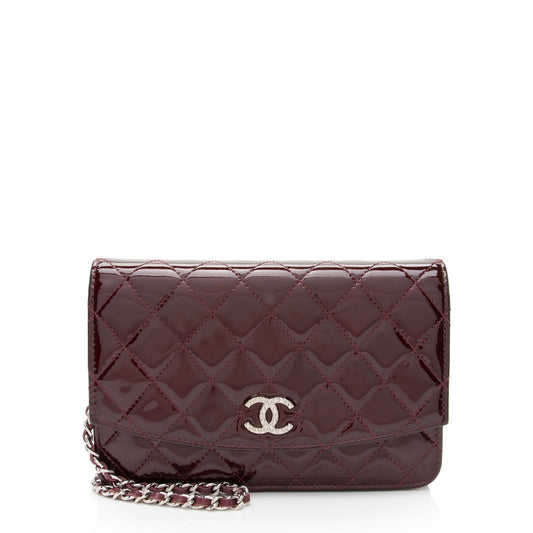Luxury Chanel Patent Leather Classic Wallet on Chain (SHF-toY5Wd)