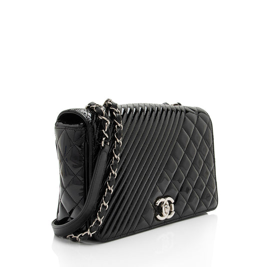 Luxury Chanel Patent Leather Coco Boy Medium Flap Bag (SHF-qtoszA)