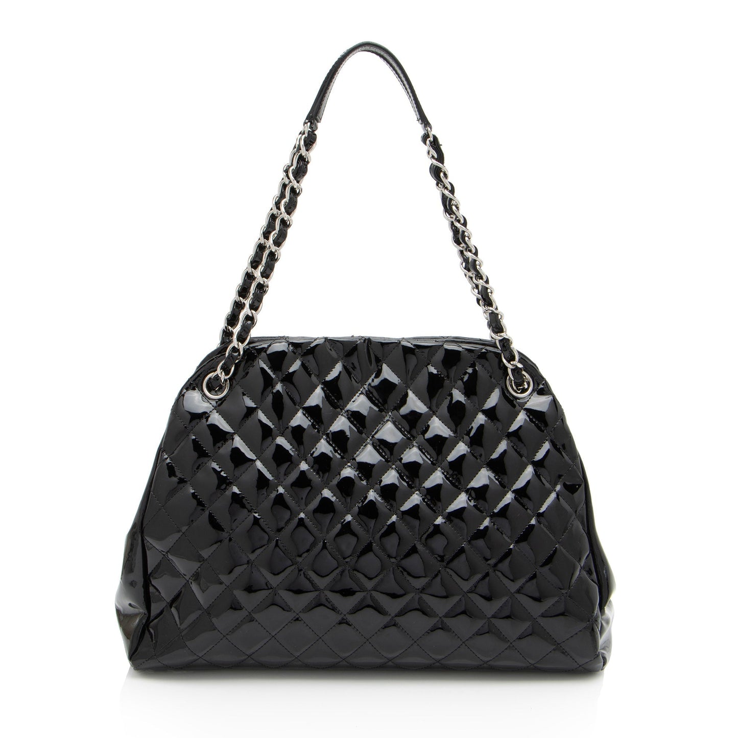 Luxury Chanel Patent Leather Just Mademoiselle Large Bowler Bag (SHF-ELuN7V)
