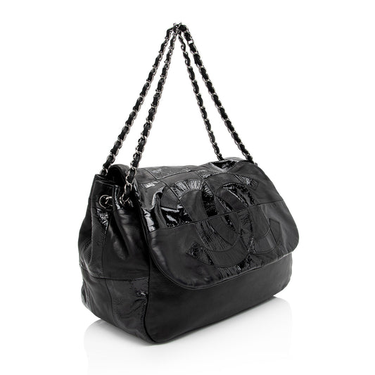 Chanel Patent Leather Lambskin Brooklyn Ligne CC Accordion Flap Bag (SHF-eIVXhx)