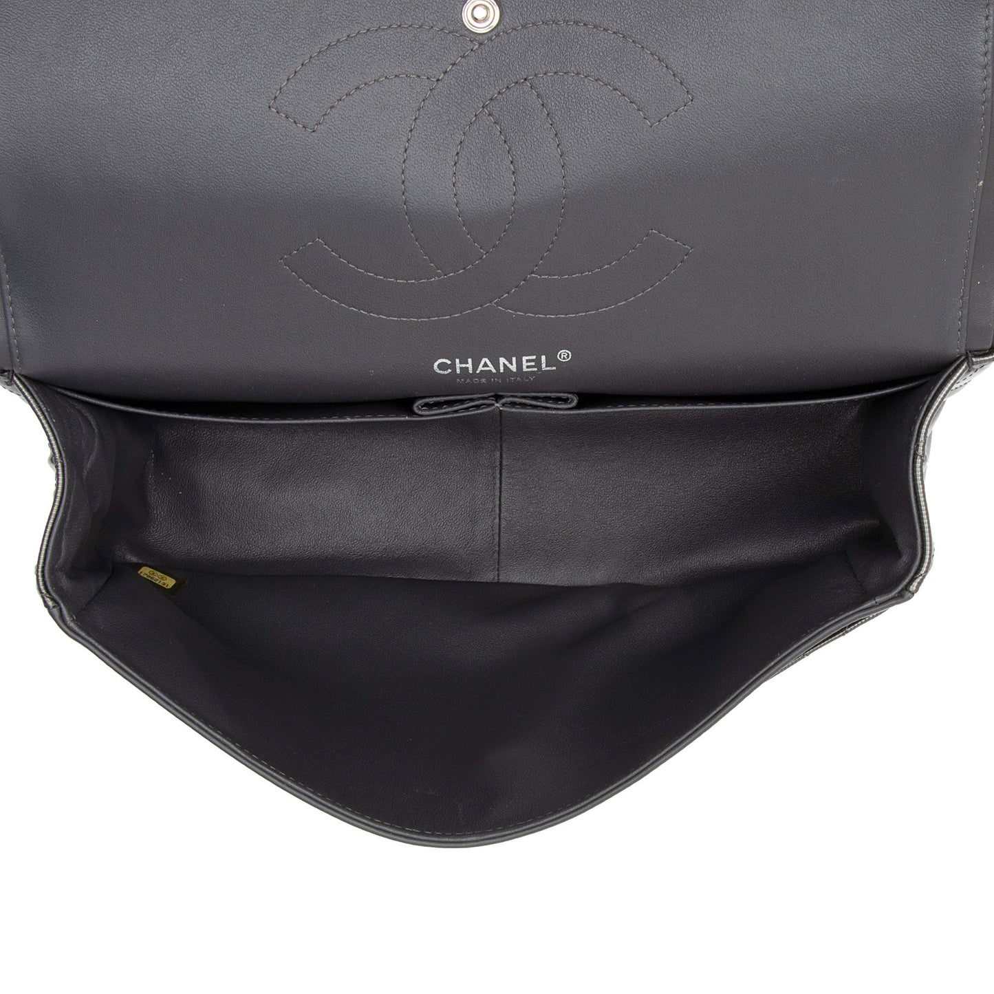 Chanel Patent Leather Stripe Classic Jumbo Double Flap Bag (SHF-xHciHb)