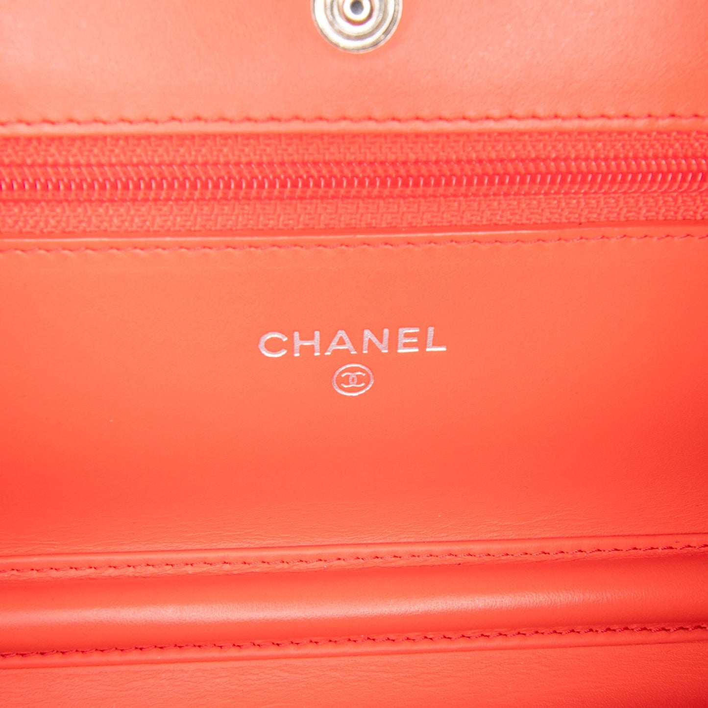 Chanel Patent Striped Wallet On Chain