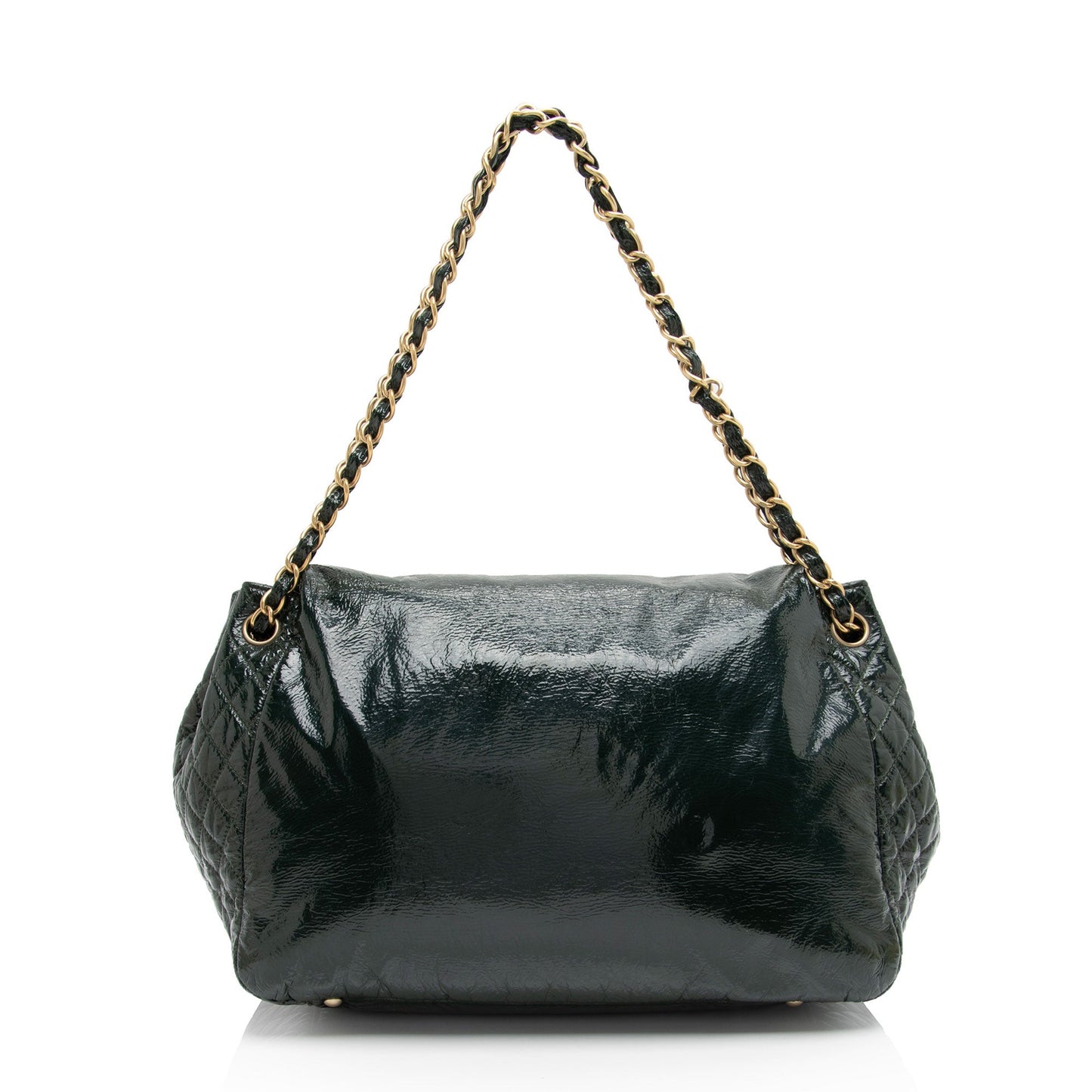 Luxury Chanel Patent Vinyl Rock and Chain Large Shoulder Bag (SHF-X1iQCV)