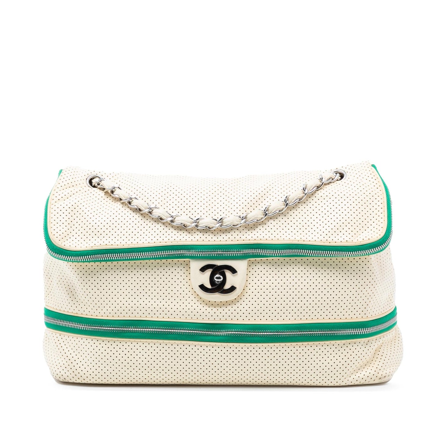 Chanel Perforated Calfskin Expandable Shoulder Bag