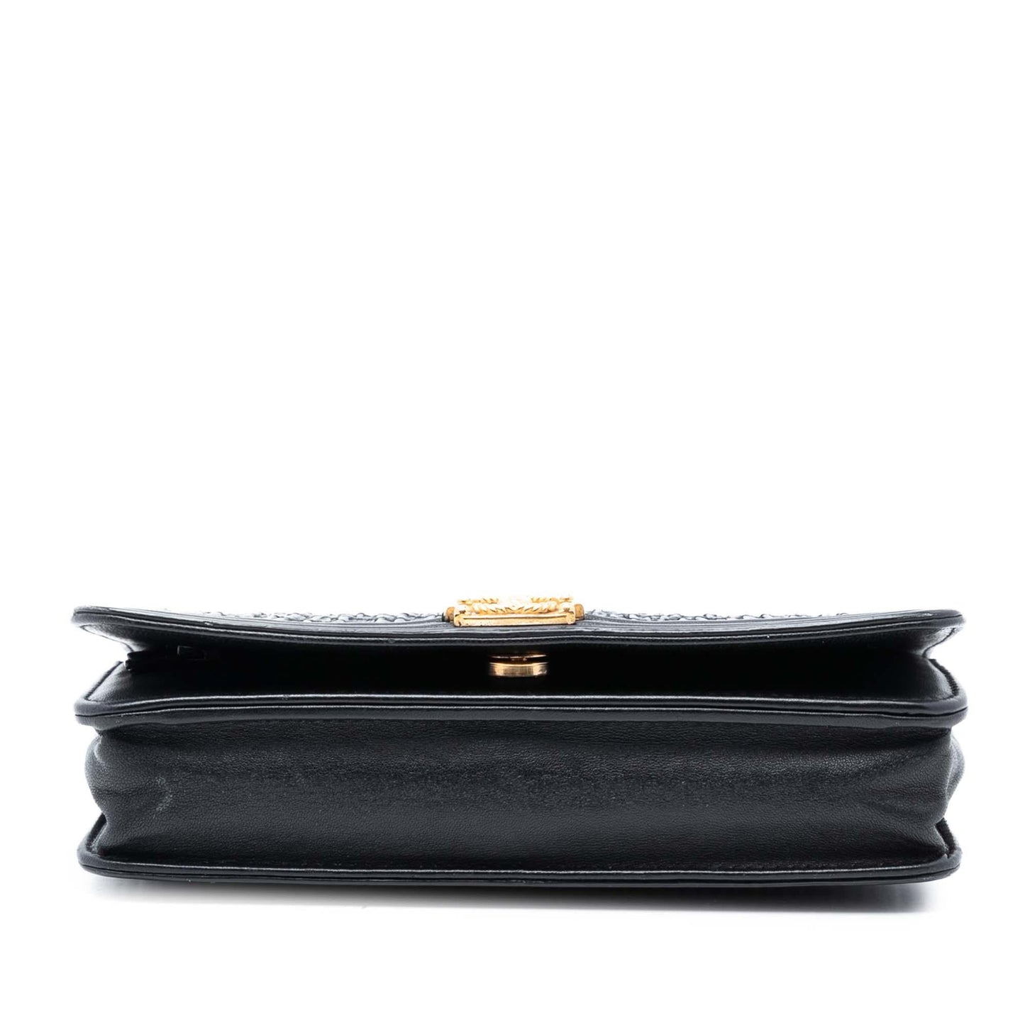 Chanel Pleated Crumpled Chevron Calfskin Le Boy Wallet On Chain