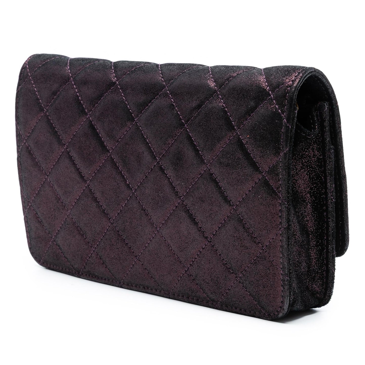 Chanel Quilted Iridescent Lambskin Tartan Button Wallet On Chain