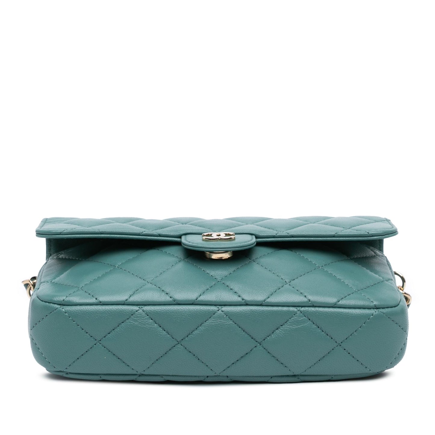 Chanel Quilted Lambskin Flap Phone Holder With Chain (SHG-LPbK3B)