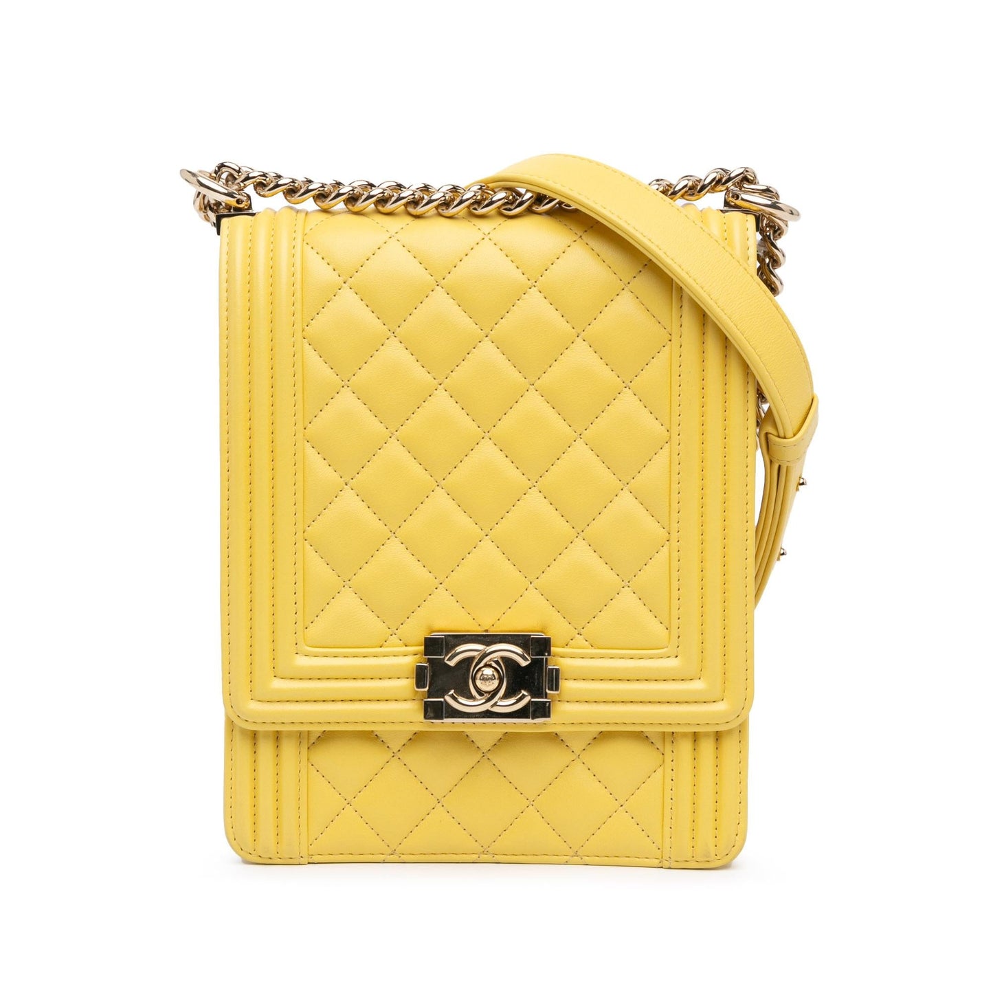 Chanel Quilted Lambskin North South Boy Flap
