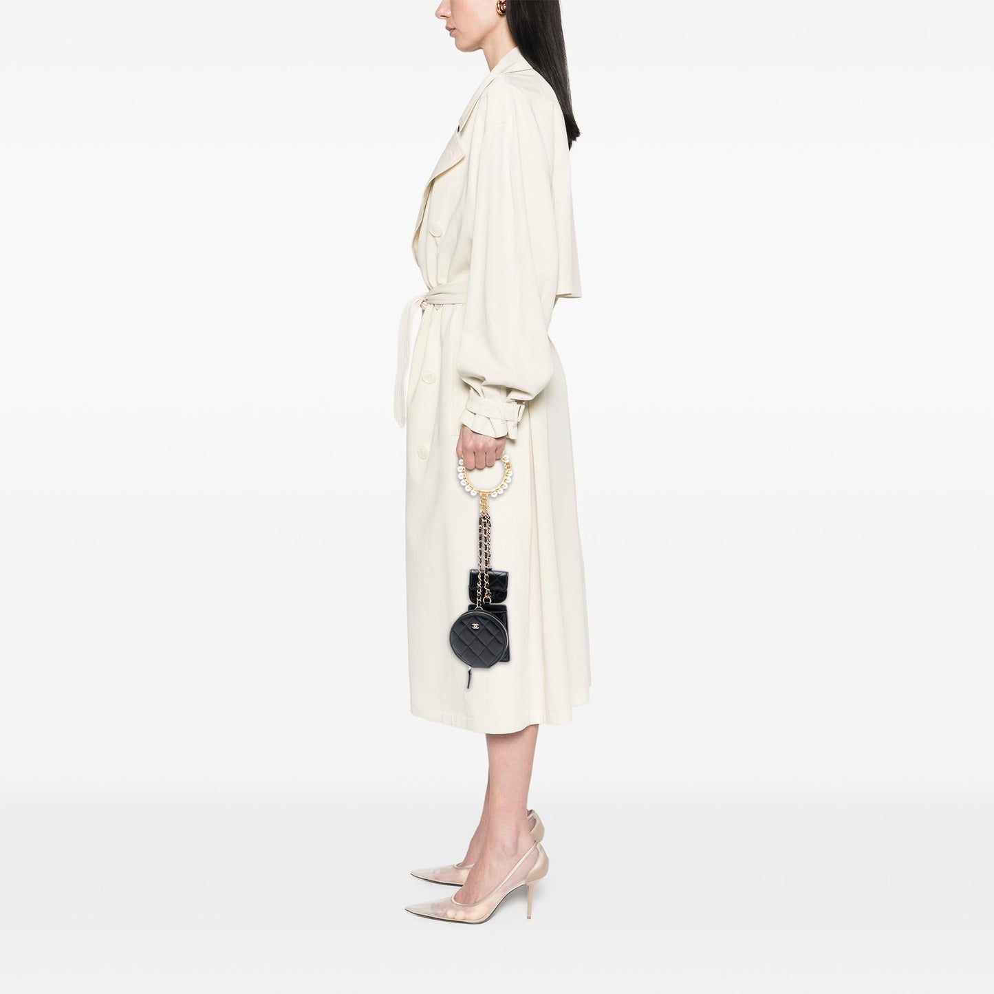 Chanel Quilted Lambskin Pearl Crown CC Wristlet Multi Pouches