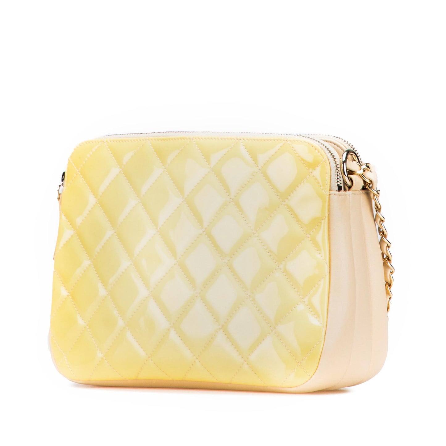 Chanel Quilted Patent Chain Double Zip Crossbody