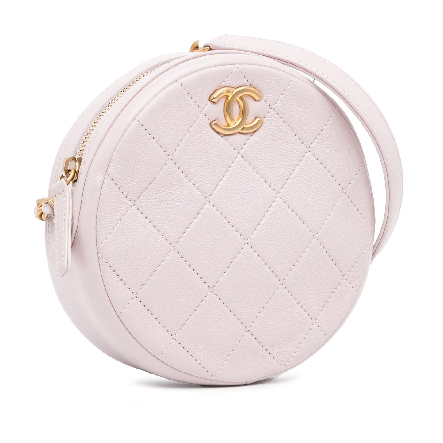 Luxury Chanel Quilted Patent Round Clutch with Chain (SHG-Hh0oWh)