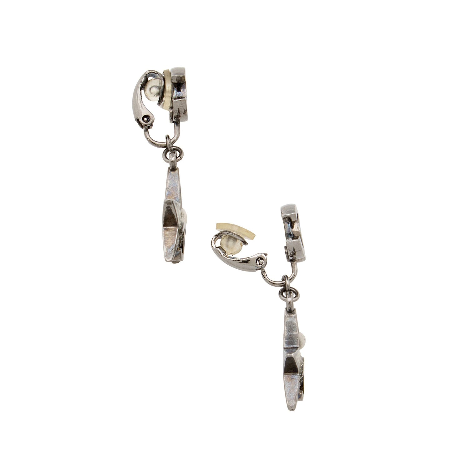 Chanel Vintage Ruthenium Resin CC Star Drop Clip On Earrings