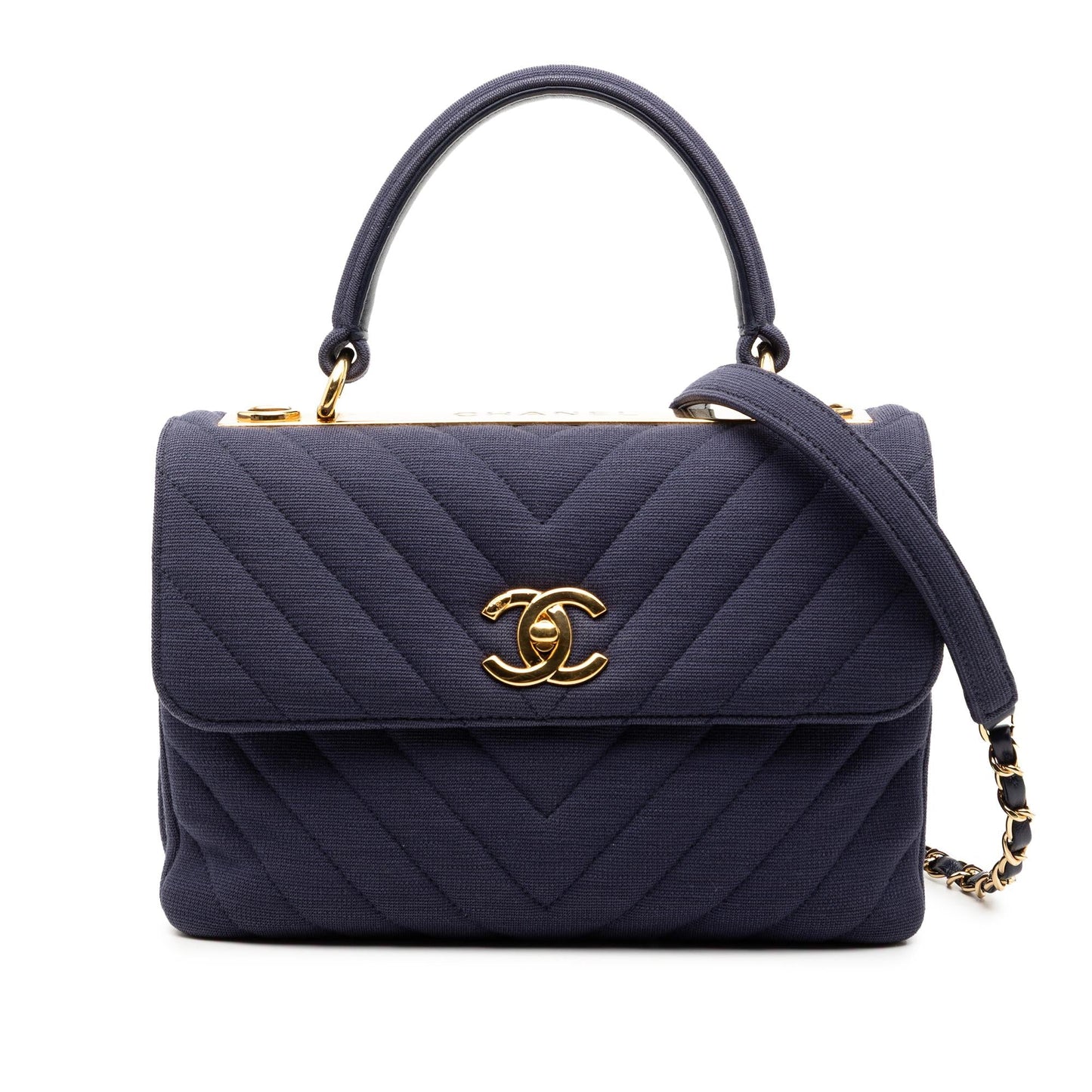 Chanel Small Chevron Jersey Trendy CC Top Handle Flap