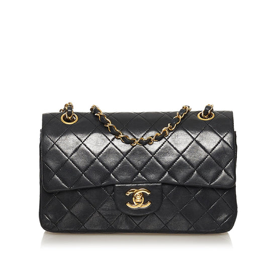 Chanel Small Classic Lambskin Leather Double Flap Bag (SHG-34538)